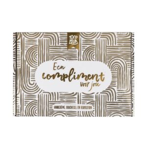 Cadeauset met handcrème, douchegel en bodylotion in goudkleurige verpakking met tekst Een compliment voor jou